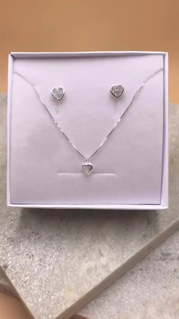 Conjunto Coração Colar e Brinco em Prata 925 - imagem 4