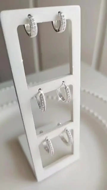 Kit 3 Brincos Argola Cravejada em Banho Prata 925 - imagem 4